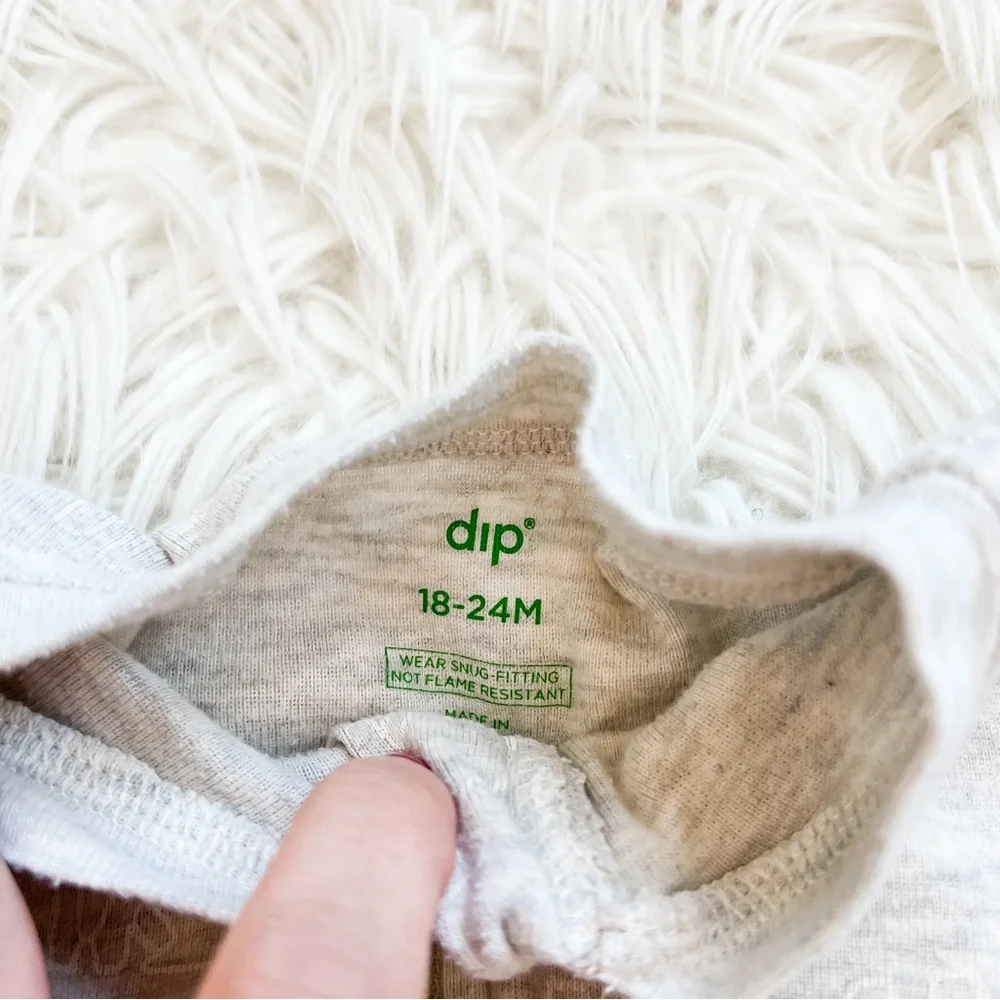Dip | Gray Zoo Animal Outline Zip Footie Pajamas 18-24M